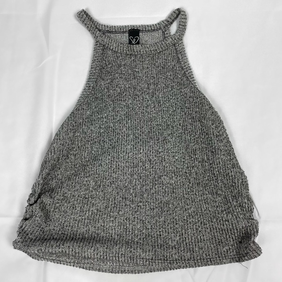 Grey Halter Cropped Tank - Picture 2 of 4